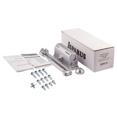 Доводчик ISPARUS 410 F фиксация (от 15 до 60кг) (серебро) морозостойкий