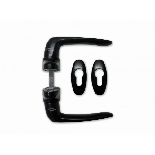 Комплект ручек BREMEN на овальной розетке, на толщину двери 38–80 мм, 8мм, чёрный RAL9005