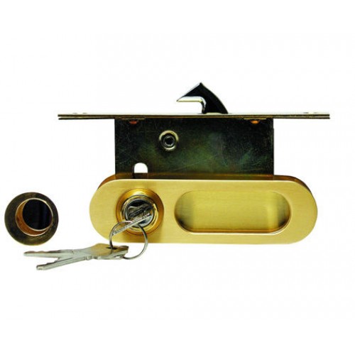 замок для раздв. дверей A-К01/02-V1II (фиксатор/ключ) матовое золото
