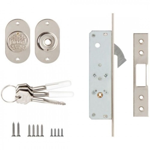 Замок врезной под крестообразный ключ узкопрофильный KALE KILIT 201F,BS20,20NP,3KSP,Ros,STB