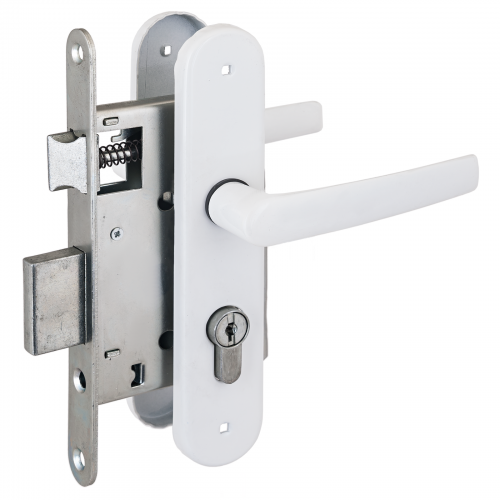 Замок врезной с/руч ПТИМАШ ЗВ4-3.08 белый СТЯЖКИ 