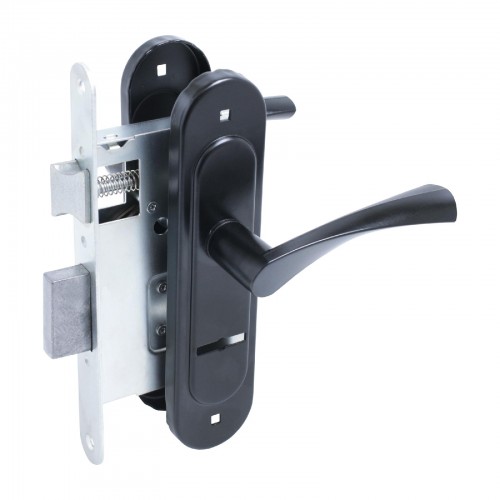 Замок врезной с/руч ПТИМАШ ЗВ9-4.07 с пружиной черный 	