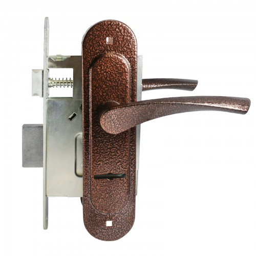 Замок врезной с/руч ПТИМАШ ЗВ9-4.07 с пружиной медь 					