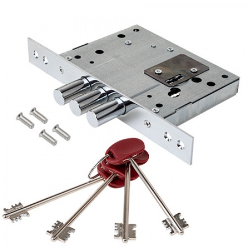 Замок врезной сувальдный T-57/S7-CR (w/o BP, w/o DP, 4 keys, shank 75mm) (B2B)(Kale Kilit 257L-BS60)