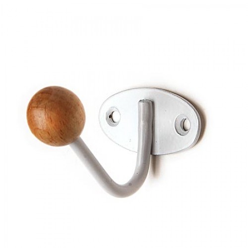 Крючок-вешалка с дерев шариком КВД-1 (белый) (распродажа)
