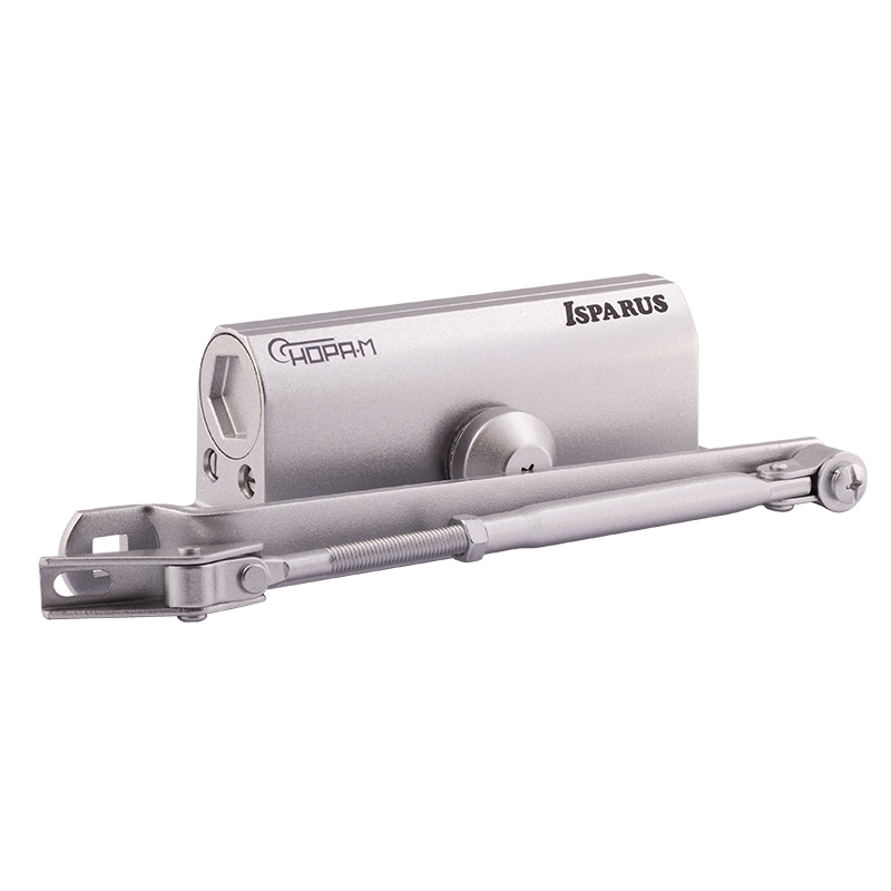 Доводчик ISPARUS 430 F фиксация (от 50 до 110кг) (серебро) морозостойкий