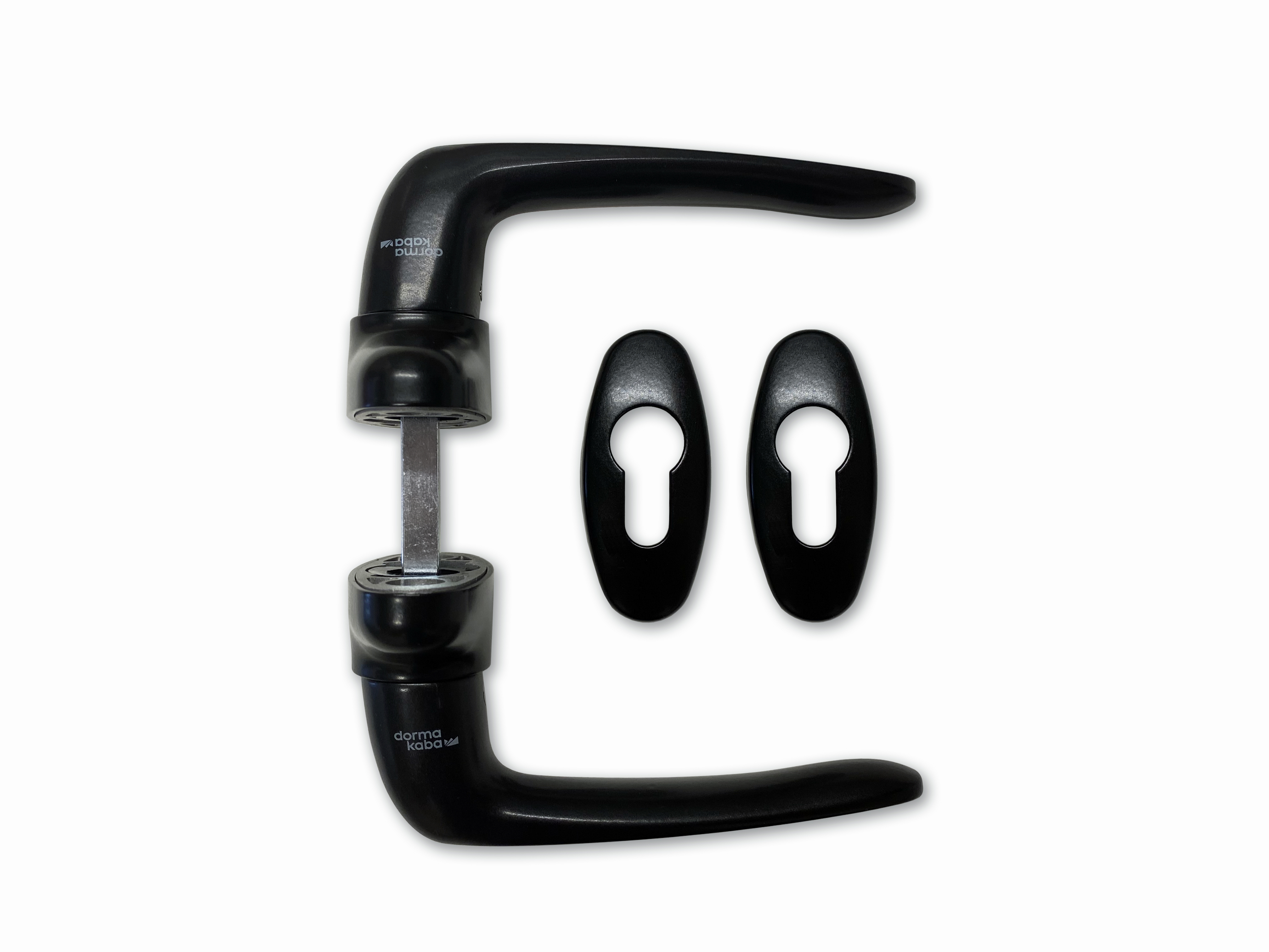 Комплект ручек BREMEN на овальной розетке, на толщину двери 38–80 мм, 8мм, чёрный RAL9005