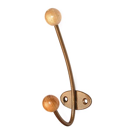 Крючок-вешалка с дерев.шариком КВД-2 (бр.металл) (распродажа)