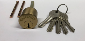 Механизм цилиндровый для эл.мех.замка Vantage VE001 SB 5 ключей (мат.золото)