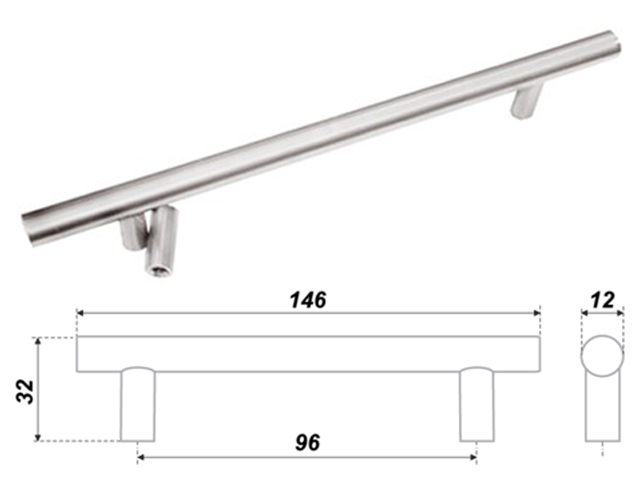 Ручка мебельная (рейлинг) 701-96мм SS (мат.хром)