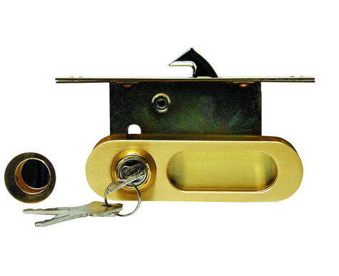 замок для раздв. дверей A-К01/02-V1II (фиксатор/ключ) матовое золото