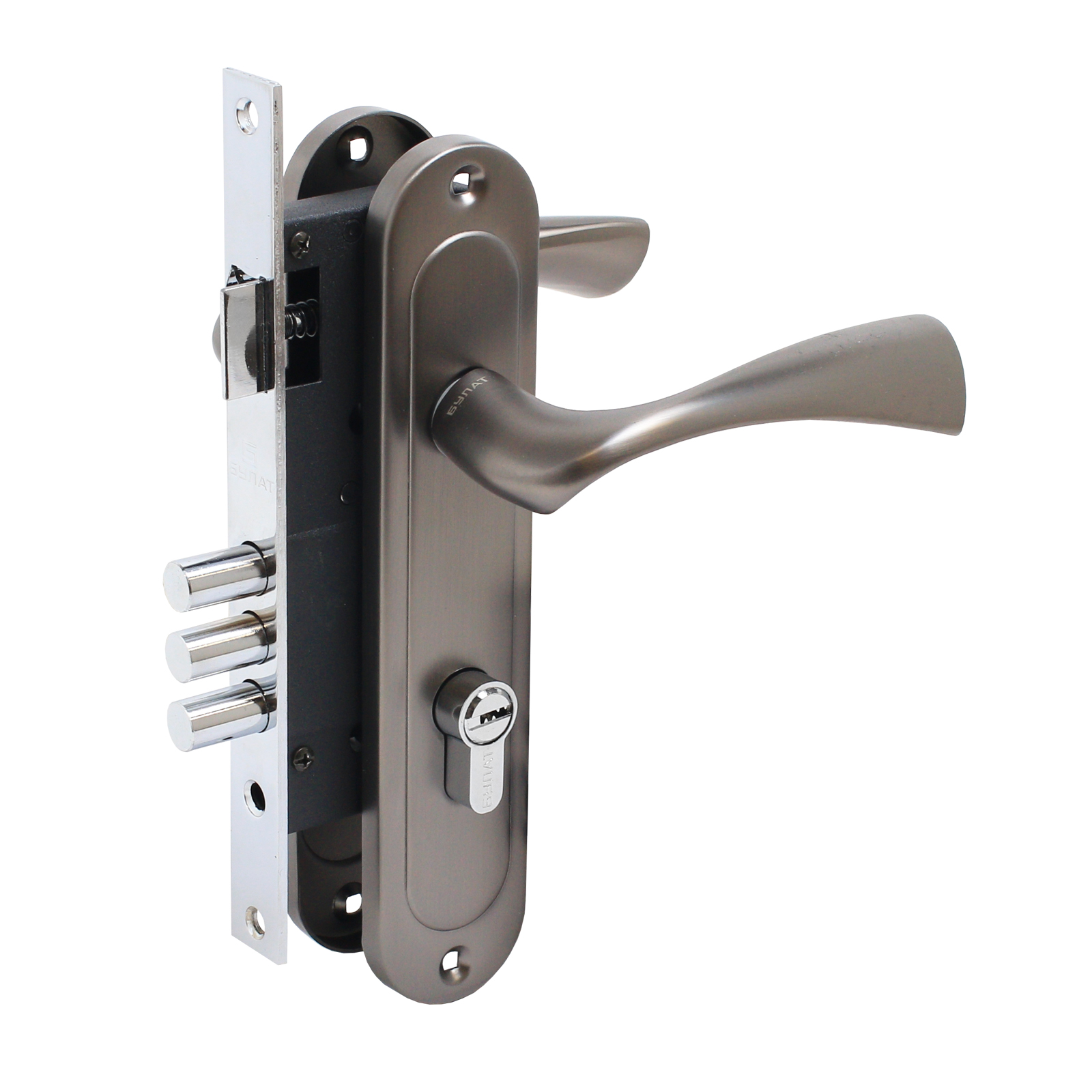 Замок врезной БУЛАТ ЗВ4-3.70.03.03 НОМОС графит  5 перф.кл.  (12)																	