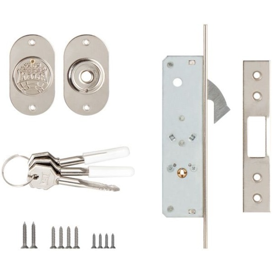 Замок врезной под крестообразный ключ узкопрофильный KALE KILIT 201F,BS20,20NP,3KSP,Ros,STB