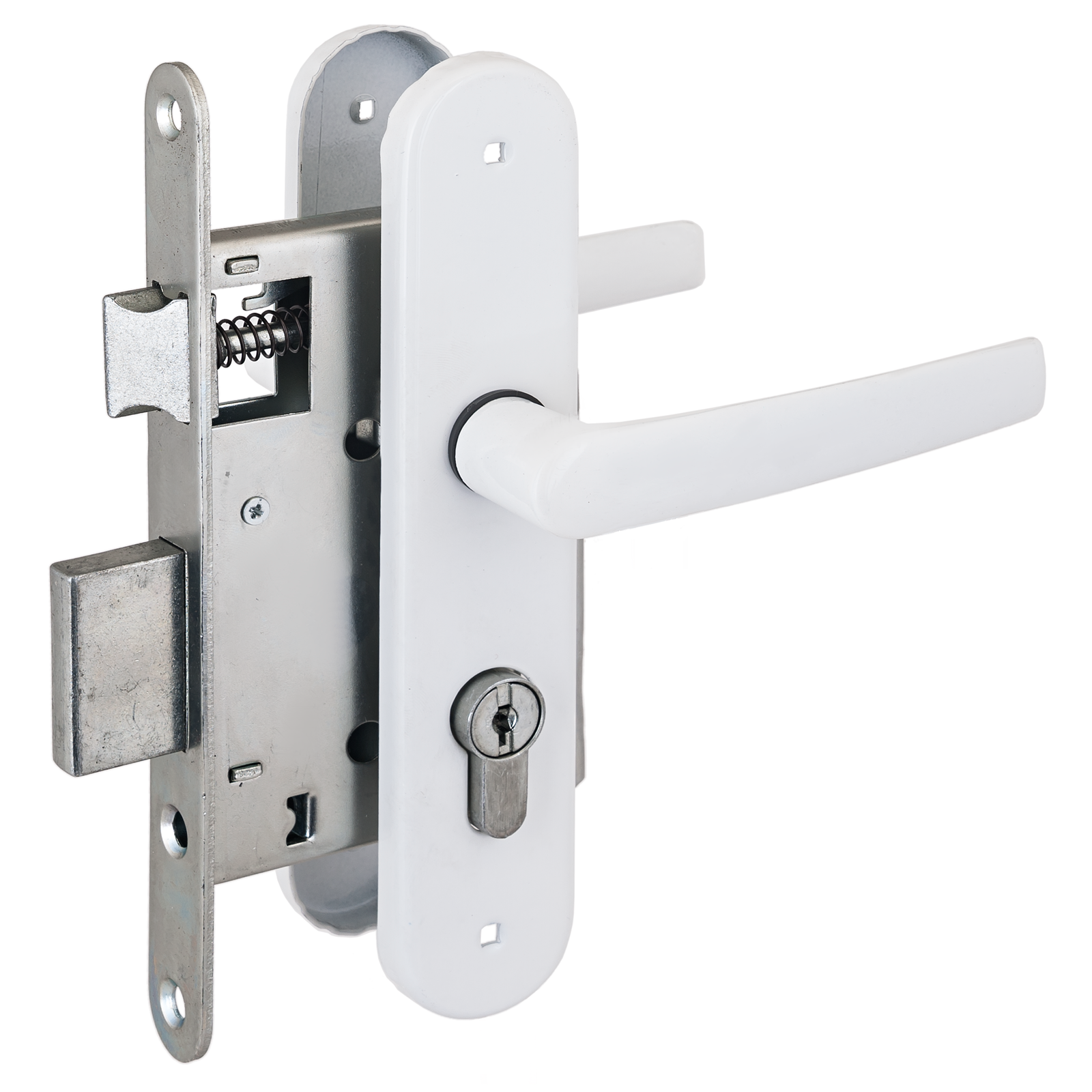 Замок врезной с/руч ПТИМАШ ЗВ4-3.08 белый СТЯЖКИ 