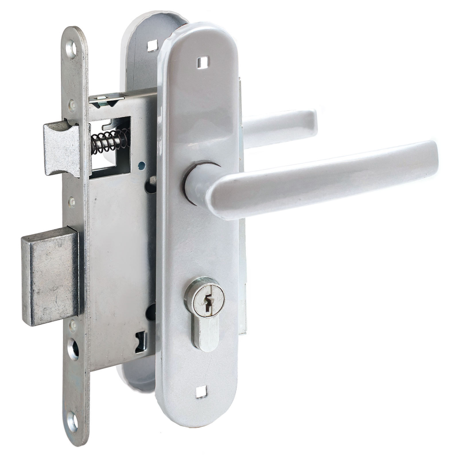 Замок врезной с/руч ПТИМАШ ЗВ4-3.08 хром СТЯЖКИ 