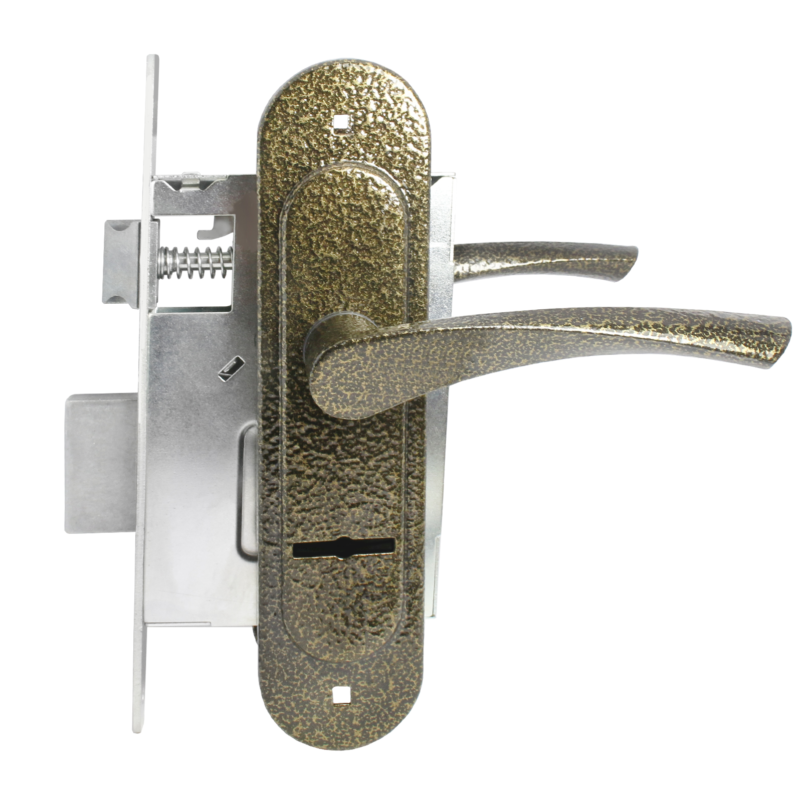 Замок врезной с/руч ПТИМАШ ЗВ9-4.07 с пружиной бронза 				